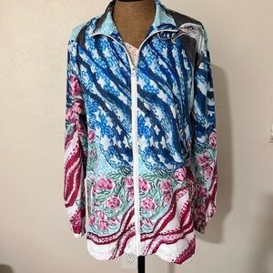 Wearable Art Full Zip Patriotic Windbreaker w/Pockets design by Jane Vallejo 2XL